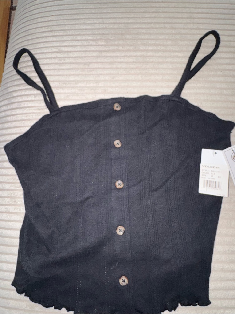 Volcom Black Button-Front Cami Top